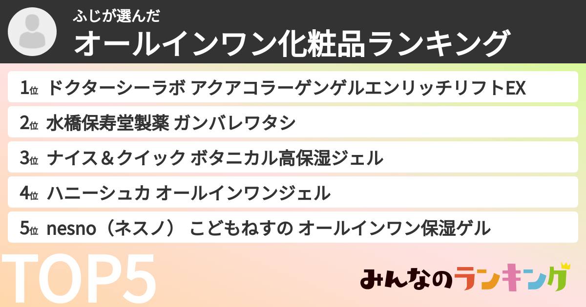 ふじさんの「オールインワン化粧品ランキング」