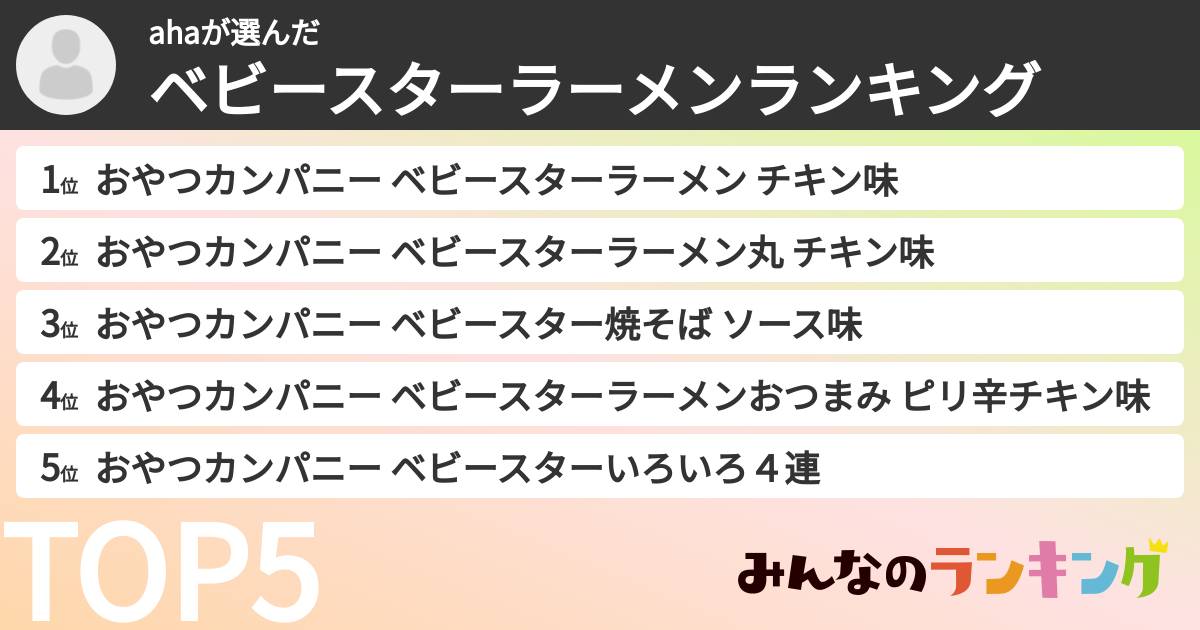 ahaさんの「ベビースターラーメンランキング」