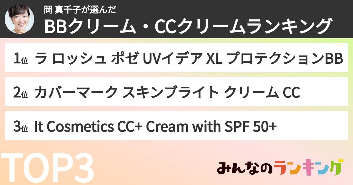 岡 真千子さんの「BBクリーム・CCクリームランキング」