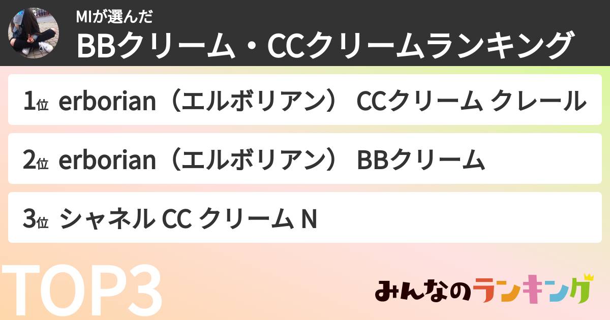 MIさんの「BBクリーム・CCクリームランキング」