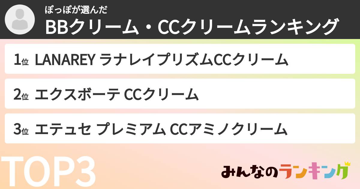 ぽっぽさんの「BBクリーム・CCクリームランキング」