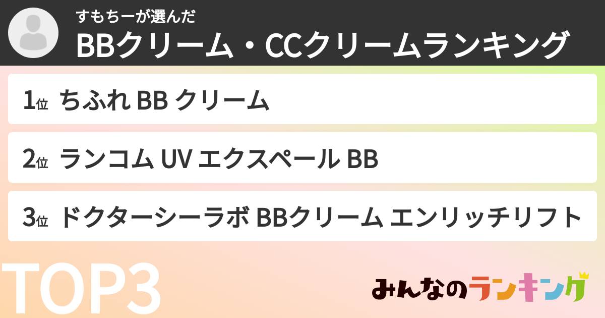 すもちーさんの「BBクリーム・CCクリームランキング」