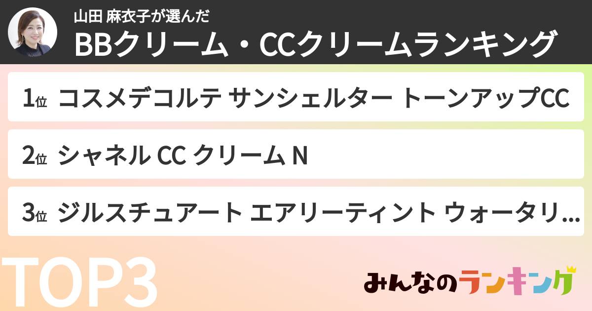 山田 麻衣子さんの「BBクリーム・CCクリームランキング」