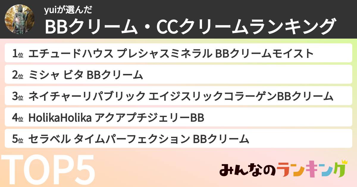 yuiさんの「BBクリーム・CCクリームランキング」