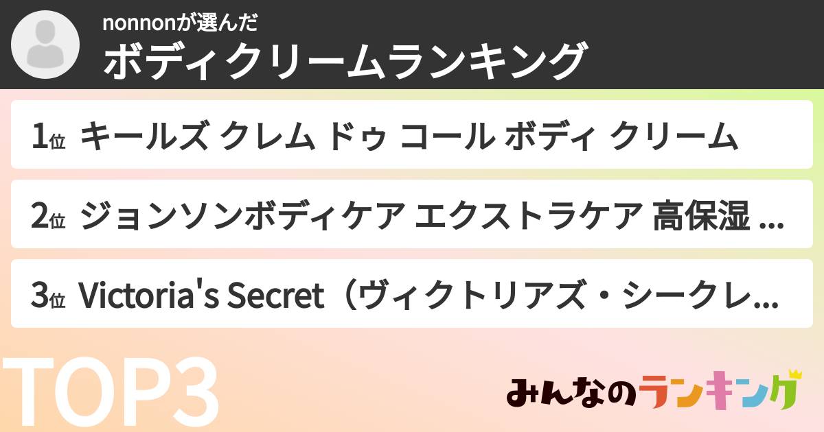 nonnonさんの「ボディクリームランキング」