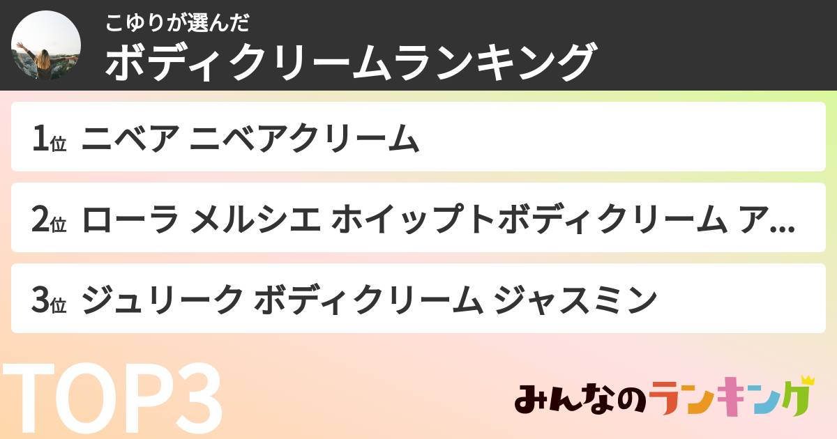 こゆりさんの「ボディクリームランキング」