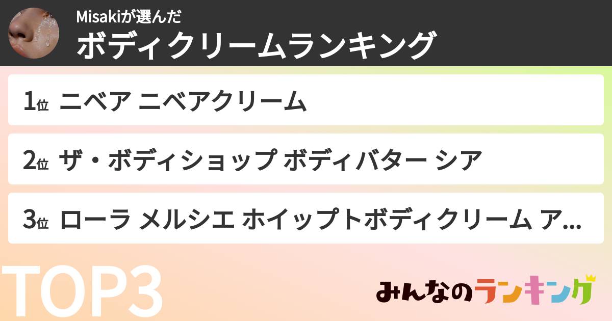 Misakiさんの「ボディクリームランキング」