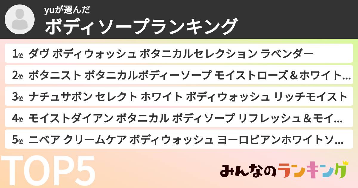yuさんの「ボディソープランキング」