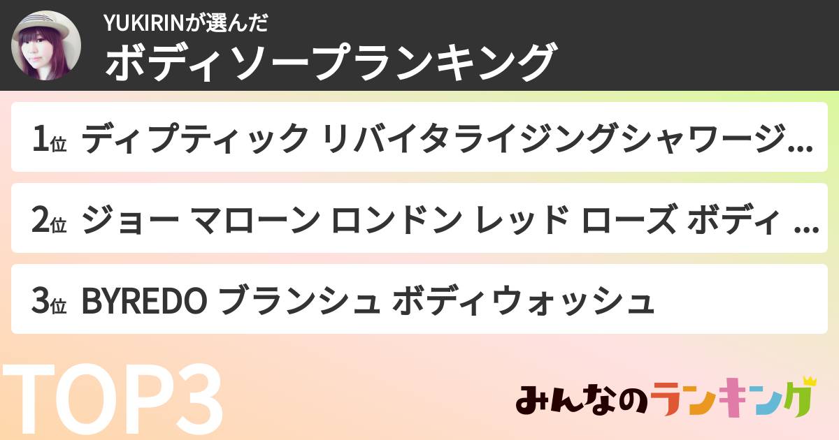 YUKIRINさんの「ボディソープランキング」