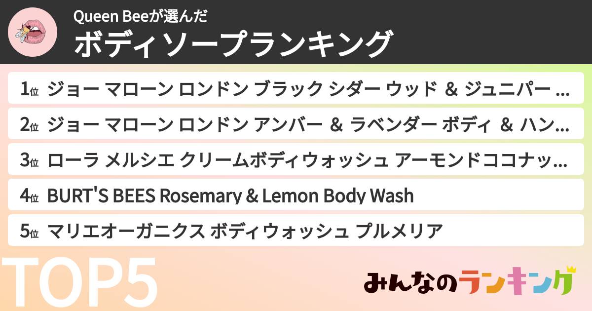 Queen Beeさんの「ボディソープランキング」