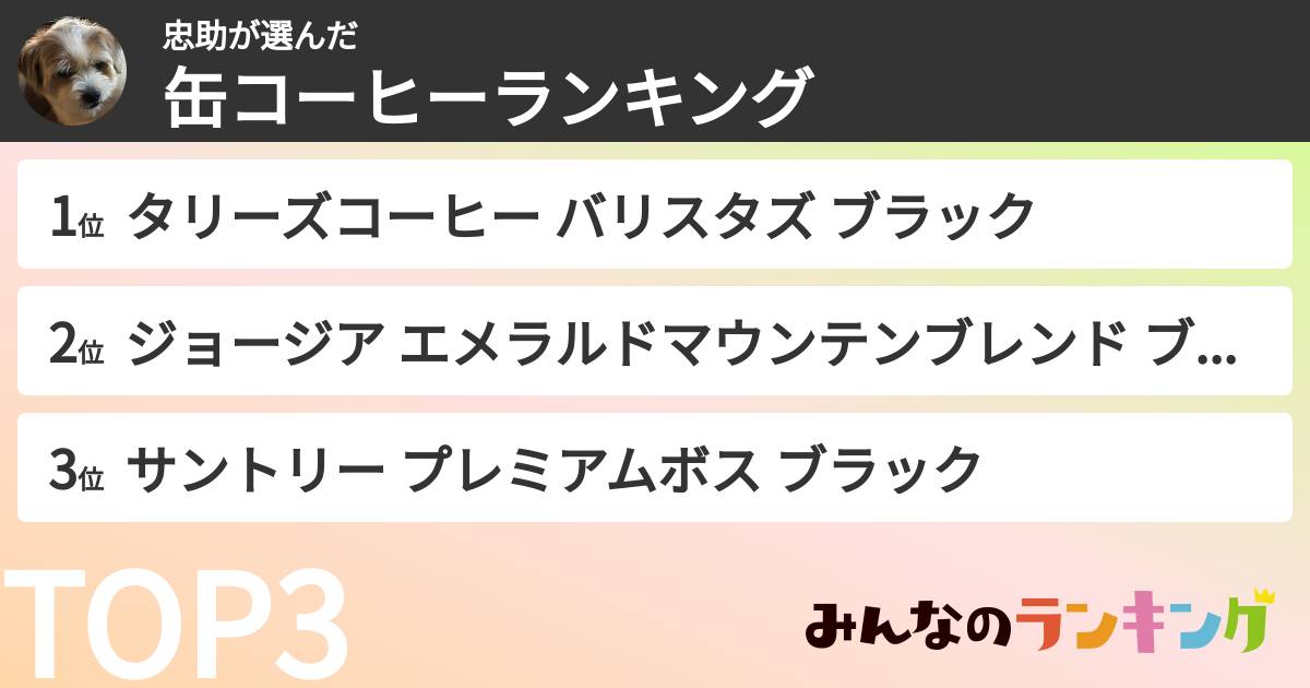 忠助さんの「缶コーヒーランキング」