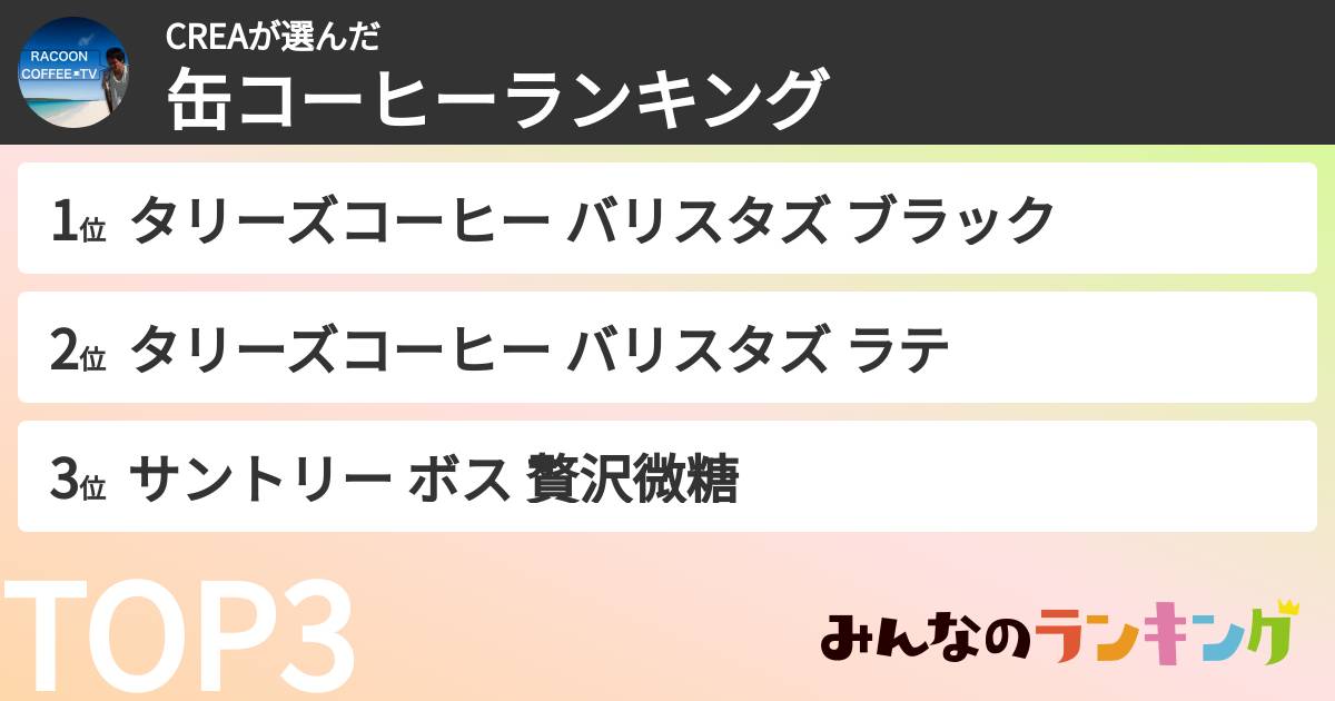CREAさんの「缶コーヒーランキング」