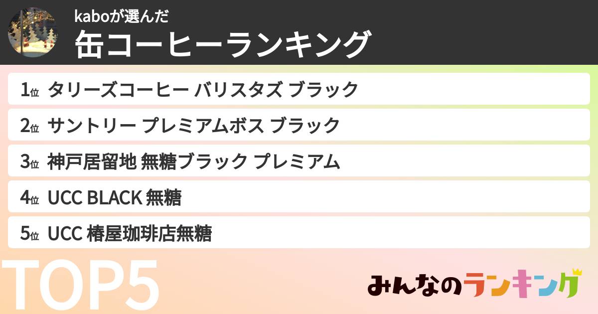 kaboさんの「缶コーヒーランキング」