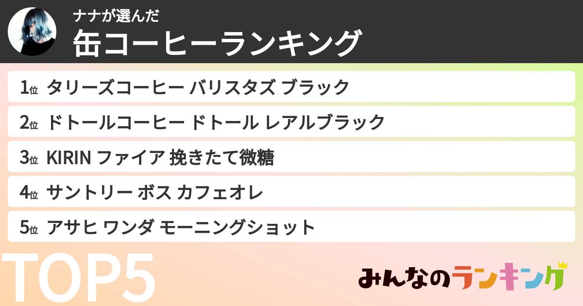 ナナさんの「缶コーヒーランキング」