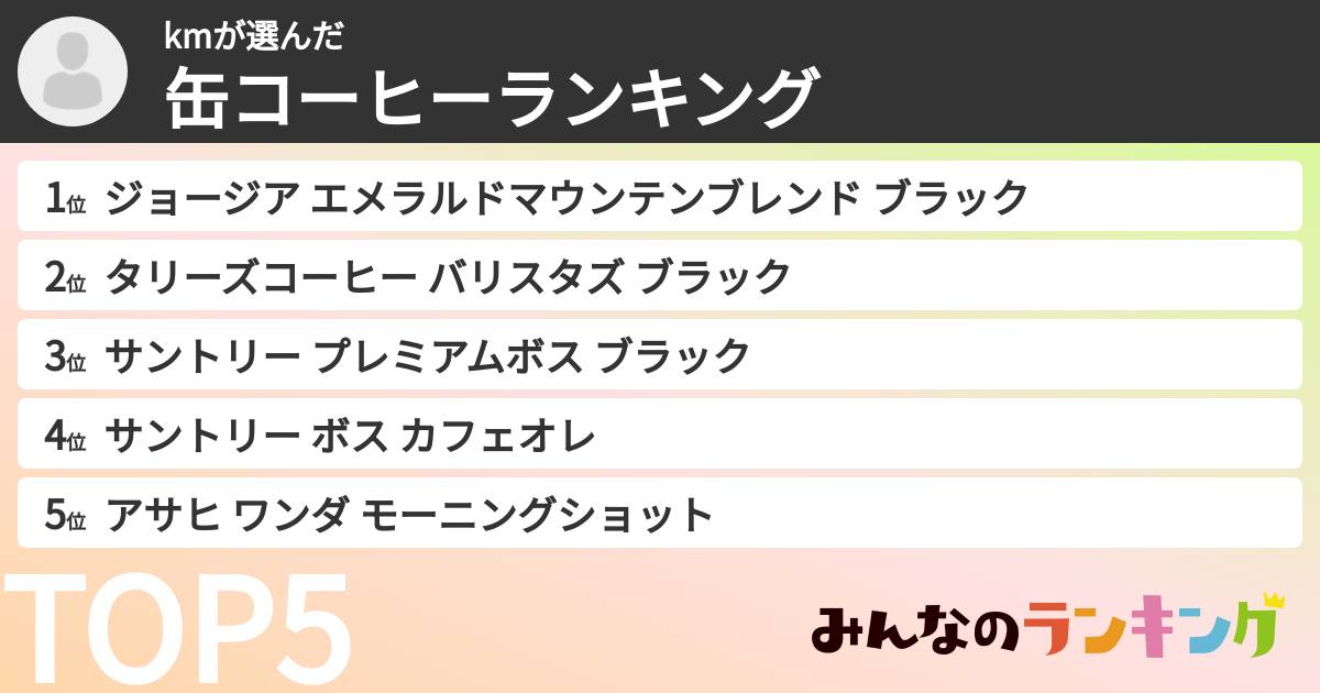 kmさんの「缶コーヒーランキング」