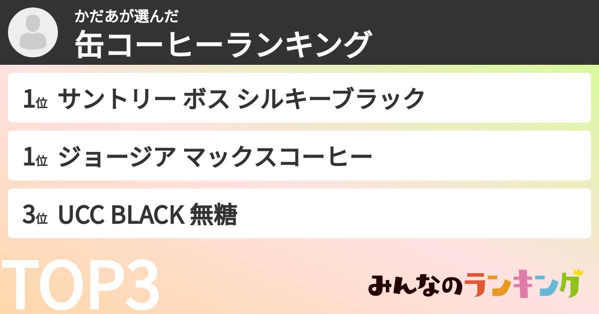 かだあさんの「缶コーヒーランキング」