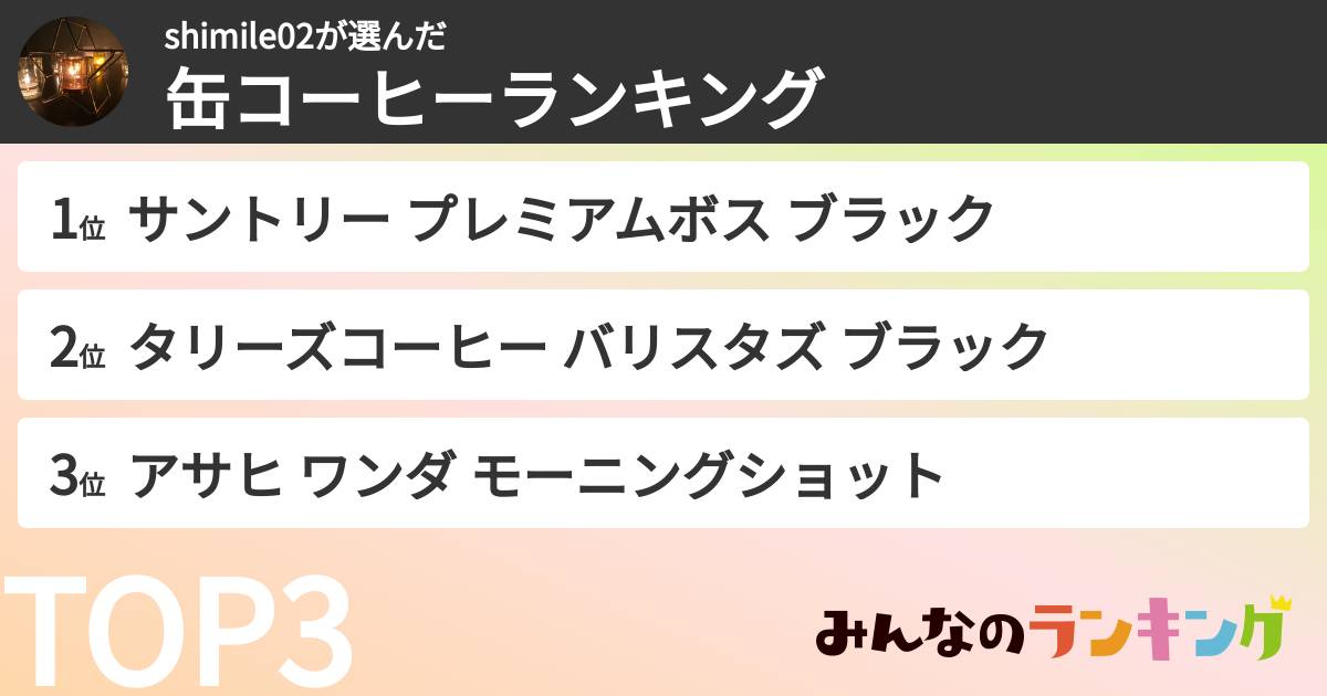 shimile02さんの「缶コーヒーランキング」