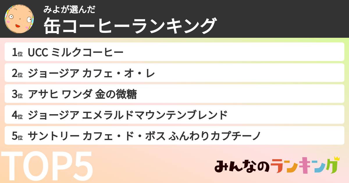 みよさんの「缶コーヒーランキング」