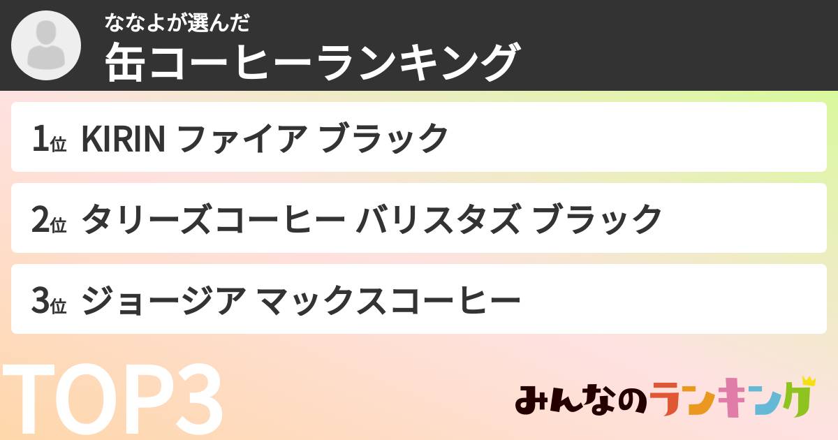 ななよさんの「缶コーヒーランキング」