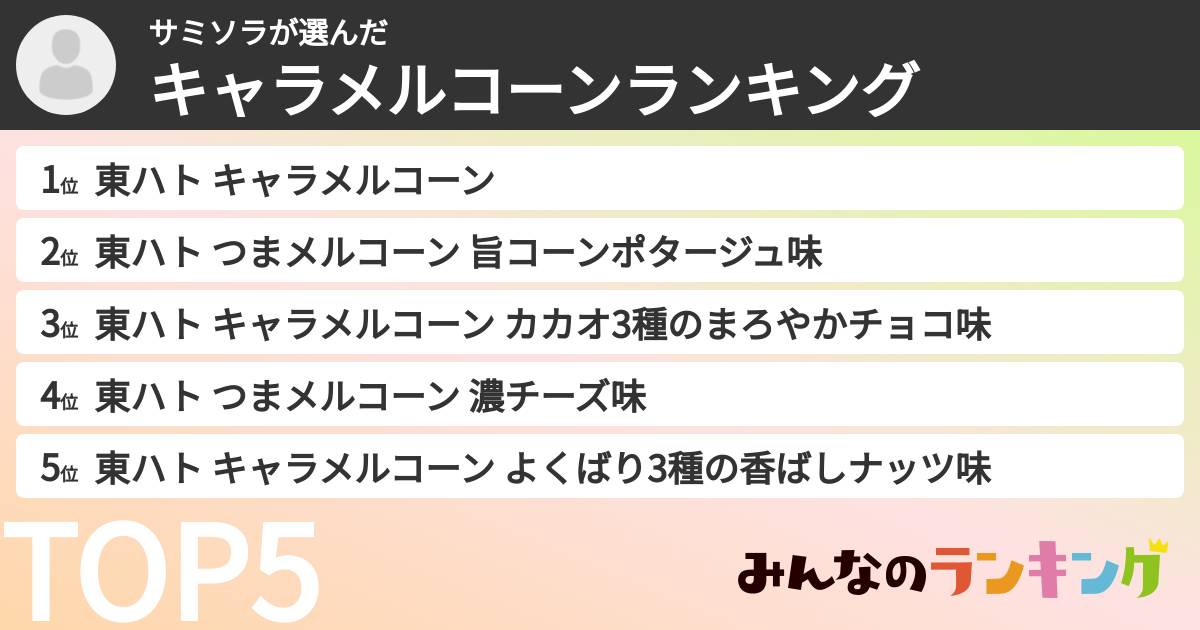 サミソラさんの「キャラメルコーンランキング」