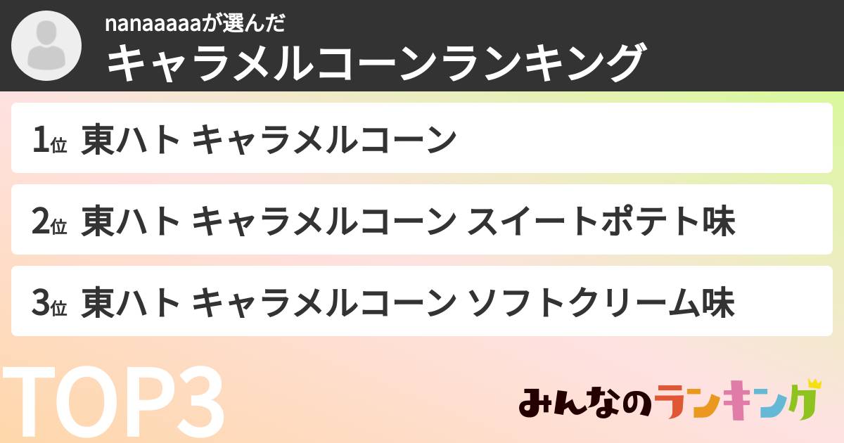 nanaaaaaさんの「キャラメルコーンランキング」
