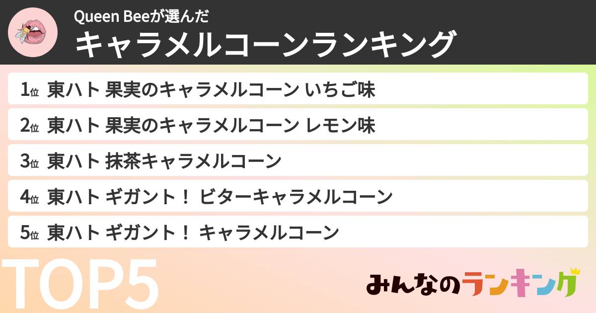 Queen Beeさんの「キャラメルコーンランキング」