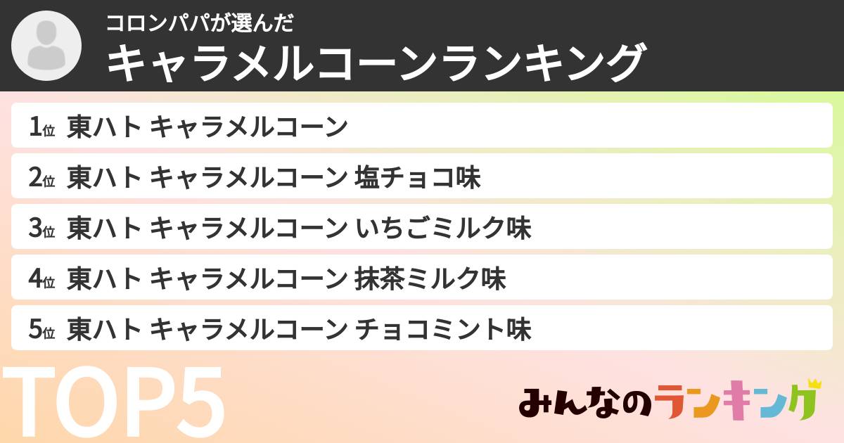 コロンパパさんの「キャラメルコーンランキング」