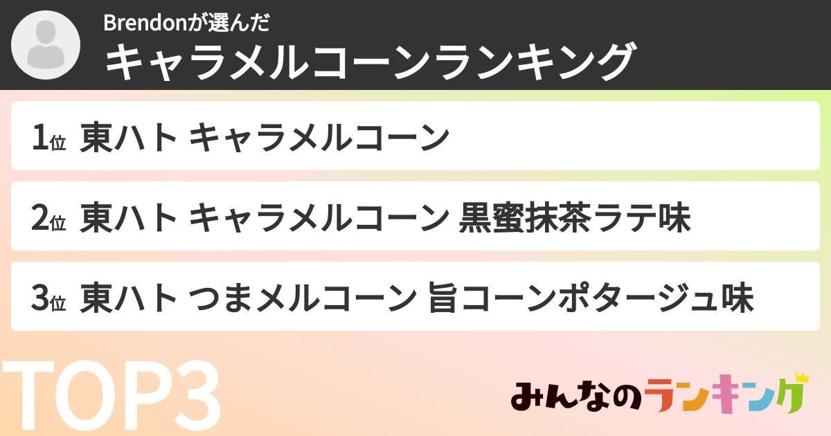 Brendonさんの「キャラメルコーンランキング」