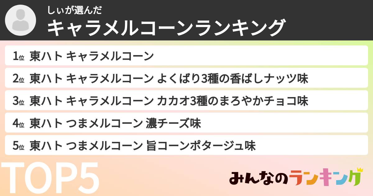 しぃさんの「キャラメルコーンランキング」