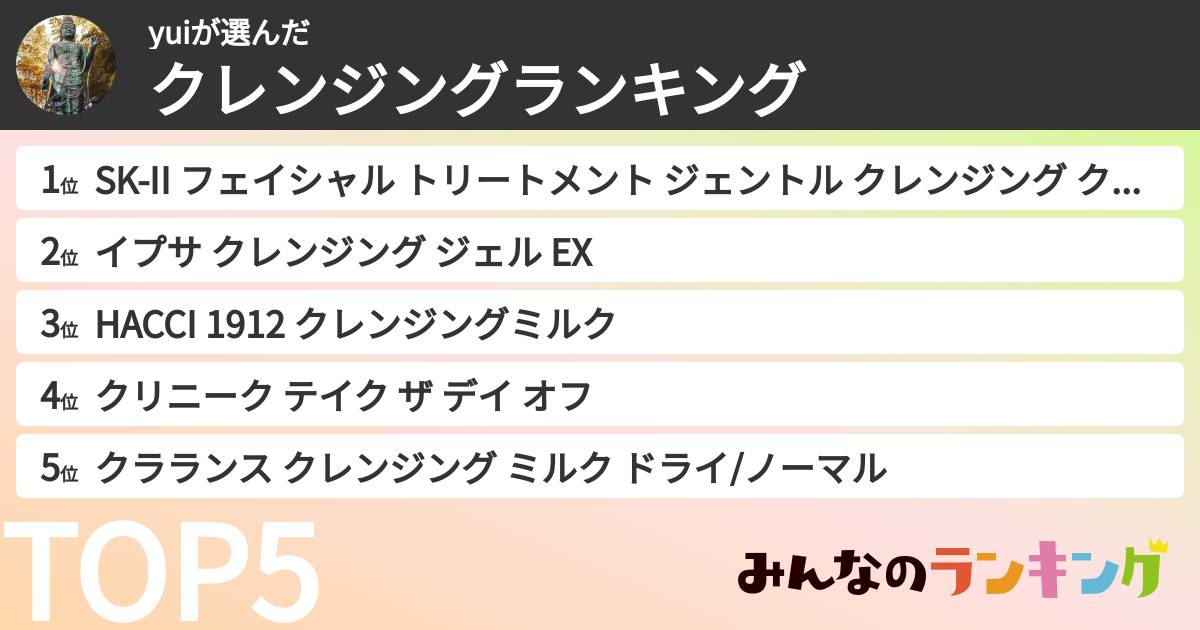 yuiさんの「クレンジングランキング」