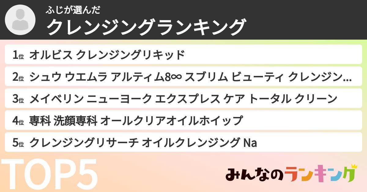 ふじさんの「クレンジングランキング」