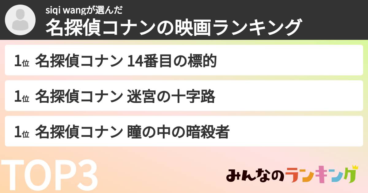 siqi wangさんの「名探偵コナンの映画ランキング」