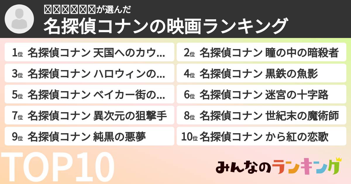 𝙆𝙖𝙨𝙪𝙢𝙞さんの「名探偵コナンの映画ランキング」