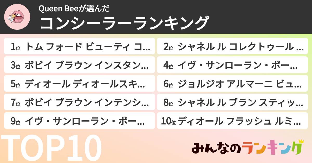 Queen Beeさんの「コンシーラーランキング」