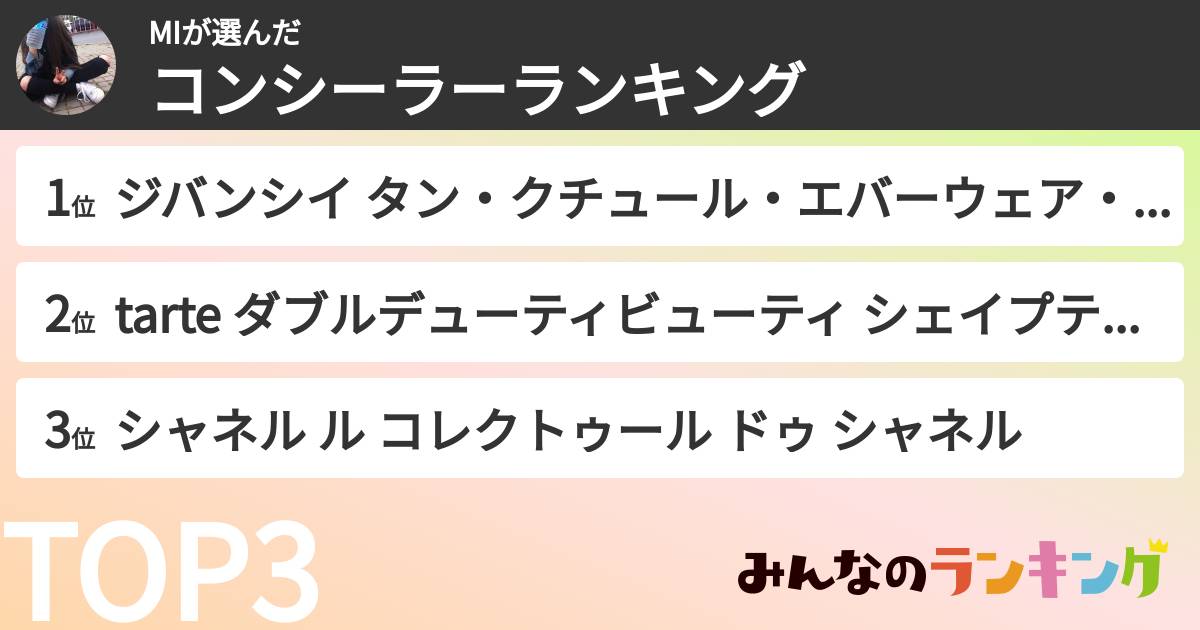 MIさんの「コンシーラーランキング」