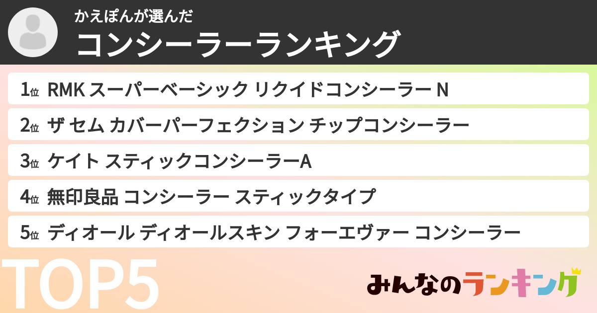 かえぽんさんの「コンシーラーランキング」