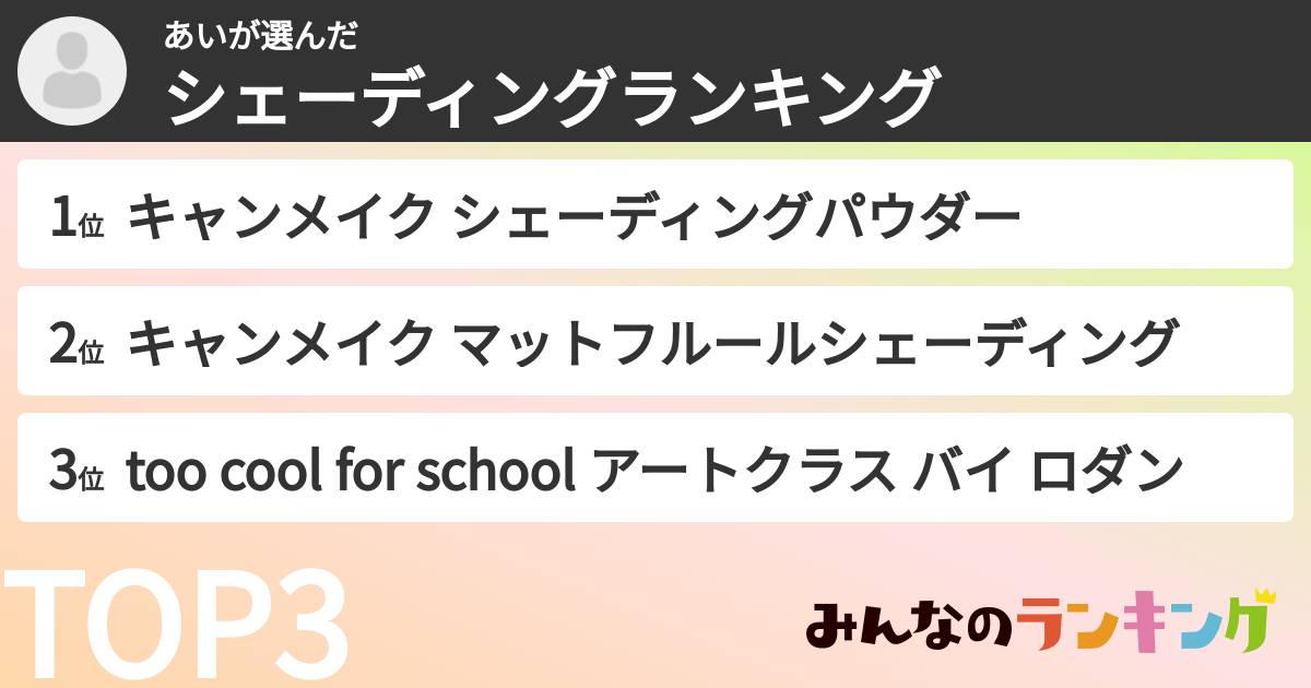 あいさんの「シェーディングランキング」
