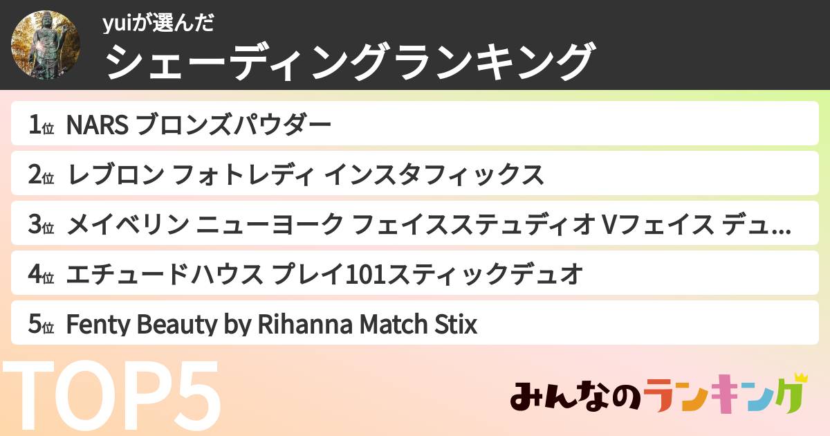 yuiさんの「シェーディングランキング」
