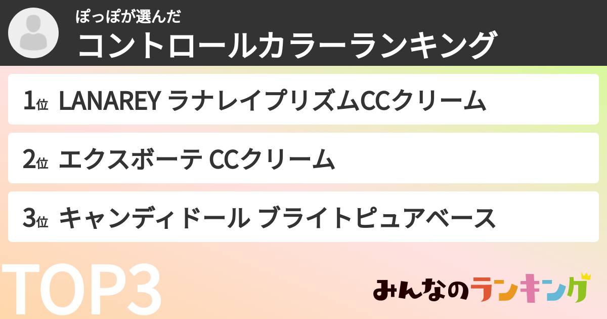 ぽっぽさんの「コントロールカラーランキング」