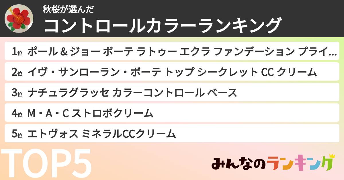 秋桜さんの「コントロールカラーランキング」