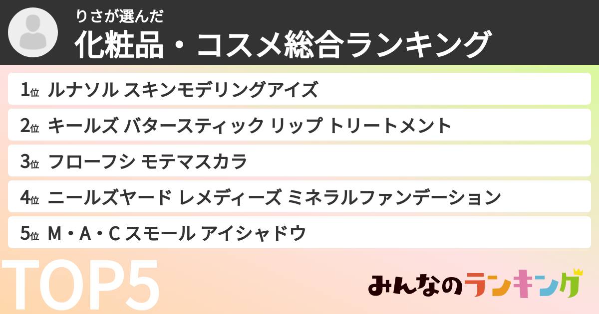 りささんの「化粧品・コスメ総合ランキング」