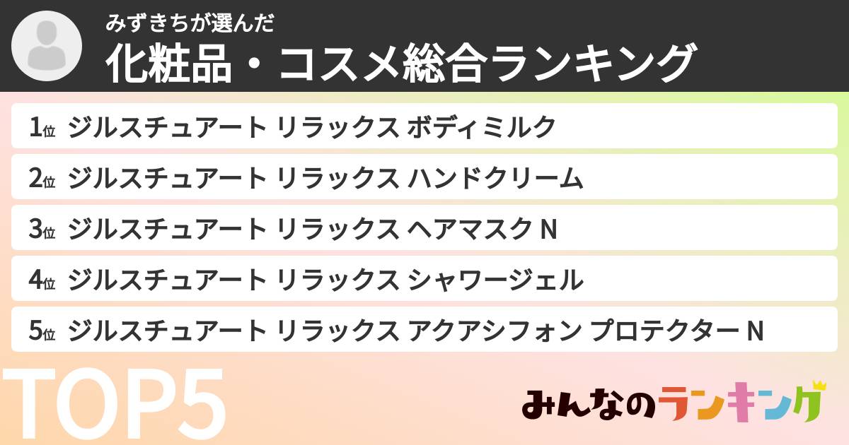 みずきちさんの「化粧品・コスメ総合ランキング」