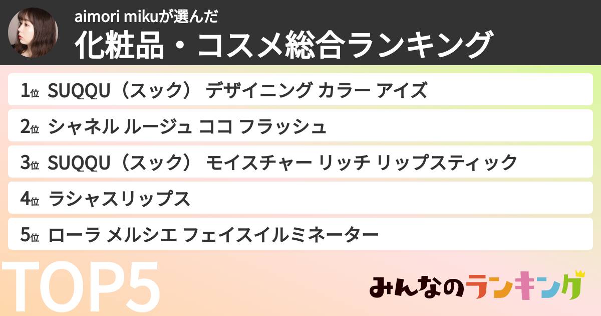 aimori mikuさんの「化粧品・コスメ総合ランキング」