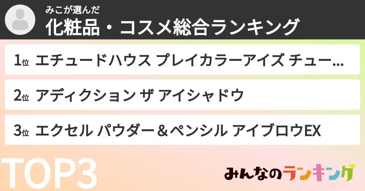 みこさんの「化粧品・コスメ総合ランキング」
