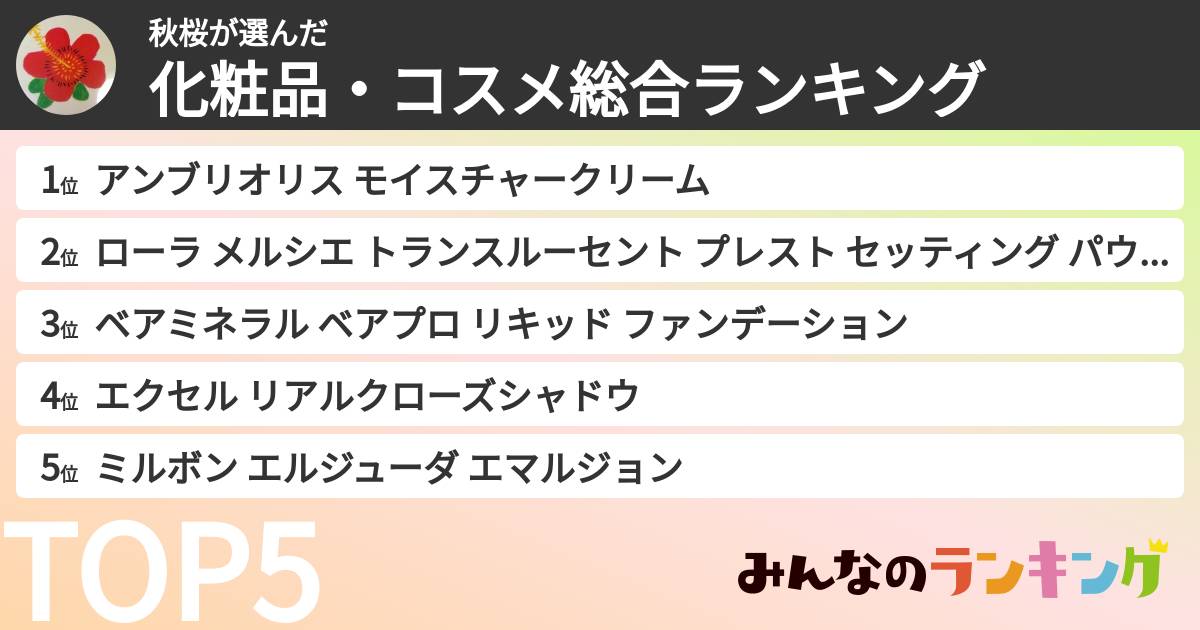 秋桜さんの「化粧品・コスメ総合ランキング」