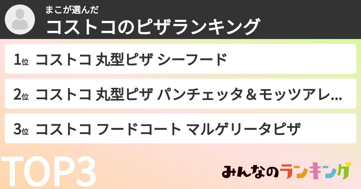 まこさんの「コストコのピザランキング」