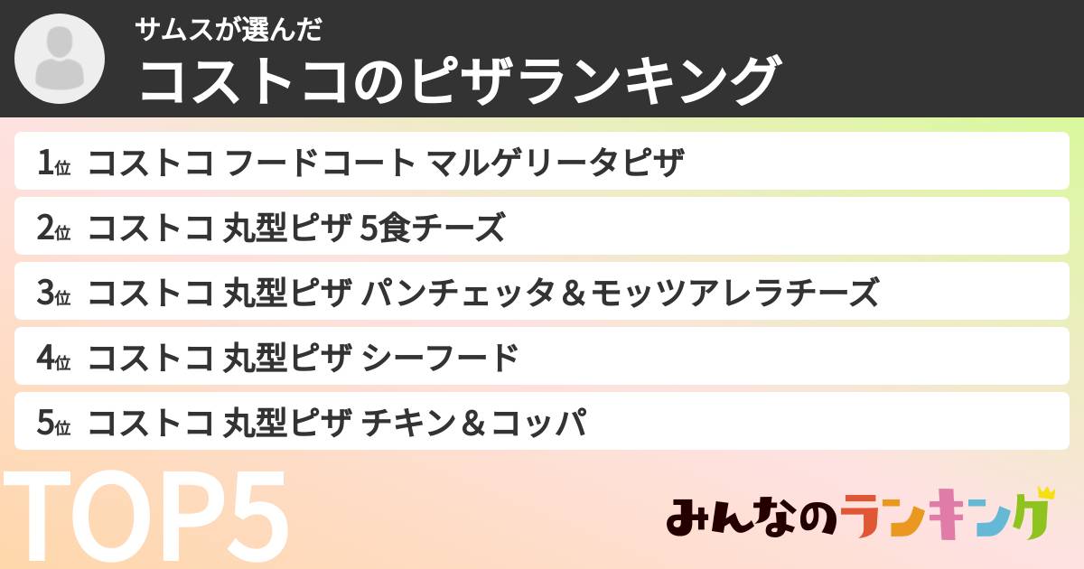 サムスさんの「コストコのピザランキング」