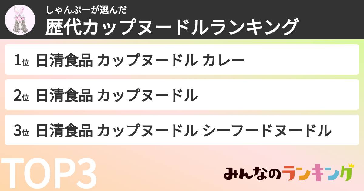 しゃんぷーさんの「歴代カップヌードルランキング」