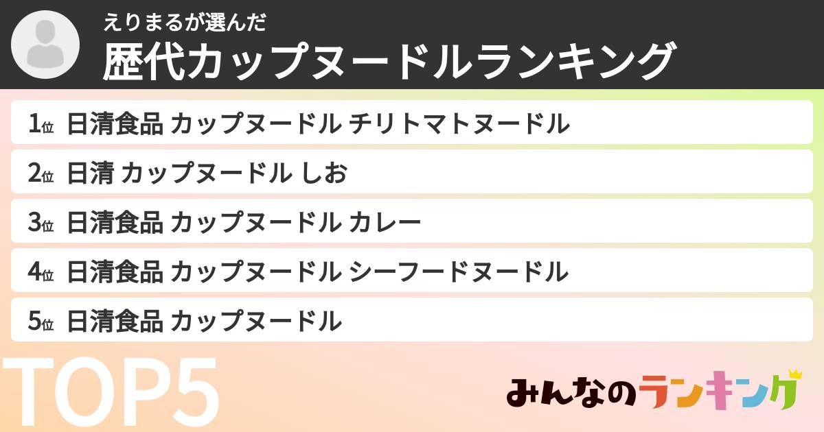 えりまるさんの「歴代カップヌードルランキング」