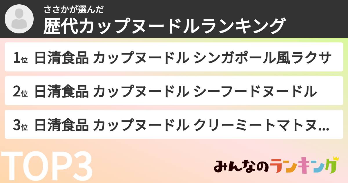 ささかさんの「歴代カップヌードルランキング」
